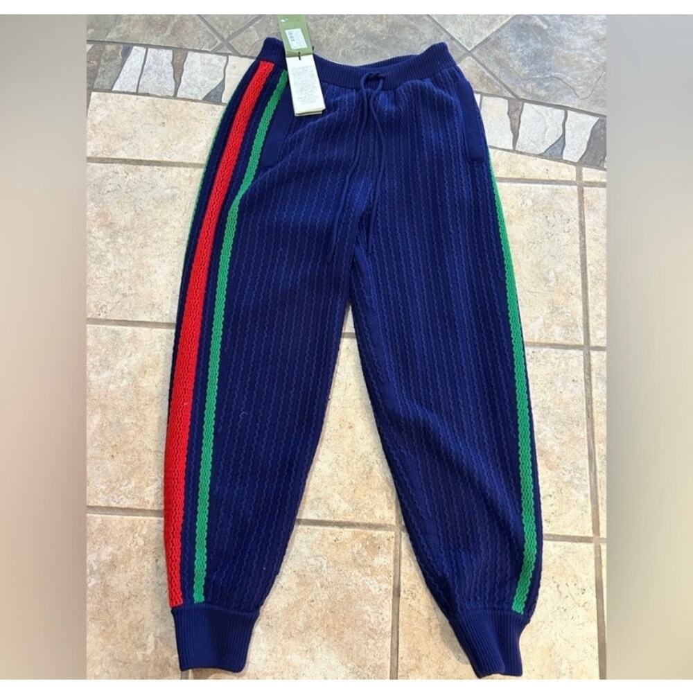 Men's Gucci web stripe 100% wool track pants size large made in Italy